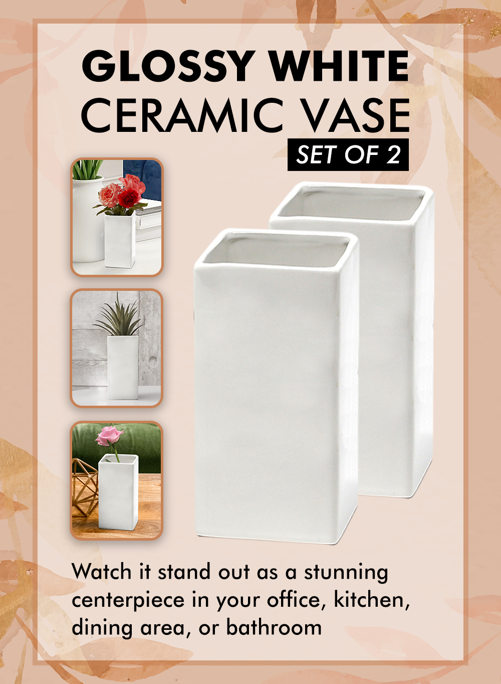 Matte Black Ceramic Vase, in 3 Shapes & 2 Colors