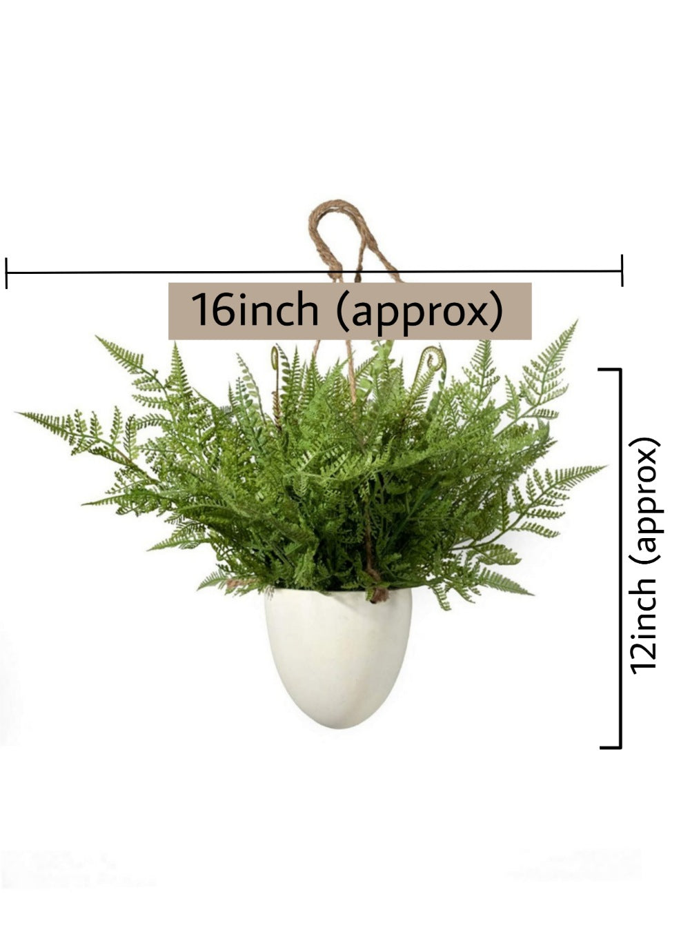 Faux Boston Fern in Hanging Pot - in 2 Sizes