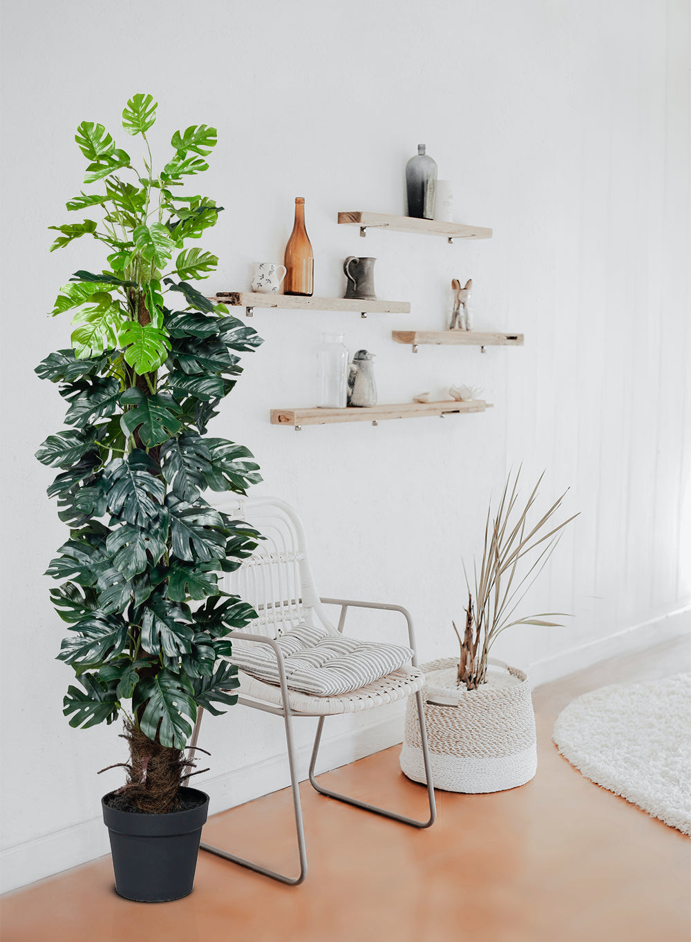 fake monstera plant large Faux Monstera Deliciosa Plant in Pot,16" Diameter & 55" Tall