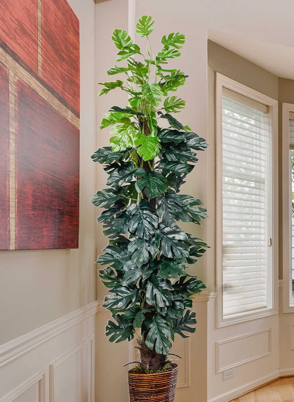 Faux Monstera Deliciosa Plant in Pot,16" Diameter & 55" Tall
