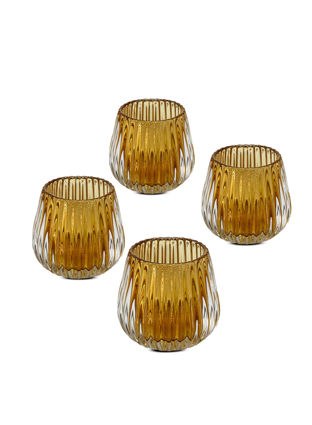 Optical Glass Candle Holder, Set of 4, in 3 Colors