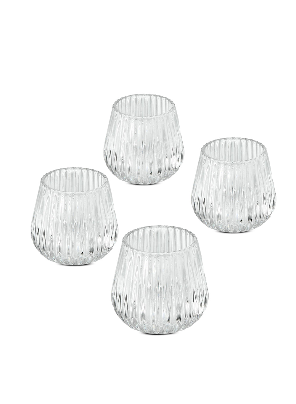 Optical Glass Candle Holder, Set of 4, in 3 Colors
