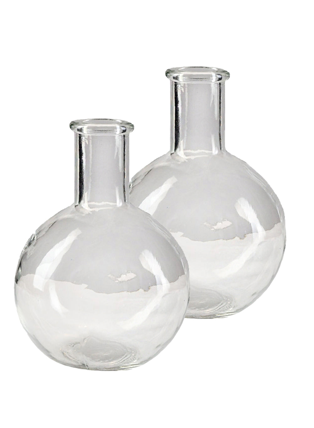 Serene Spaces Living Set of 2 and 16 Bottleneck Bulb Glass Vase, 5.3" D & 7.48" T, in 2 Colors