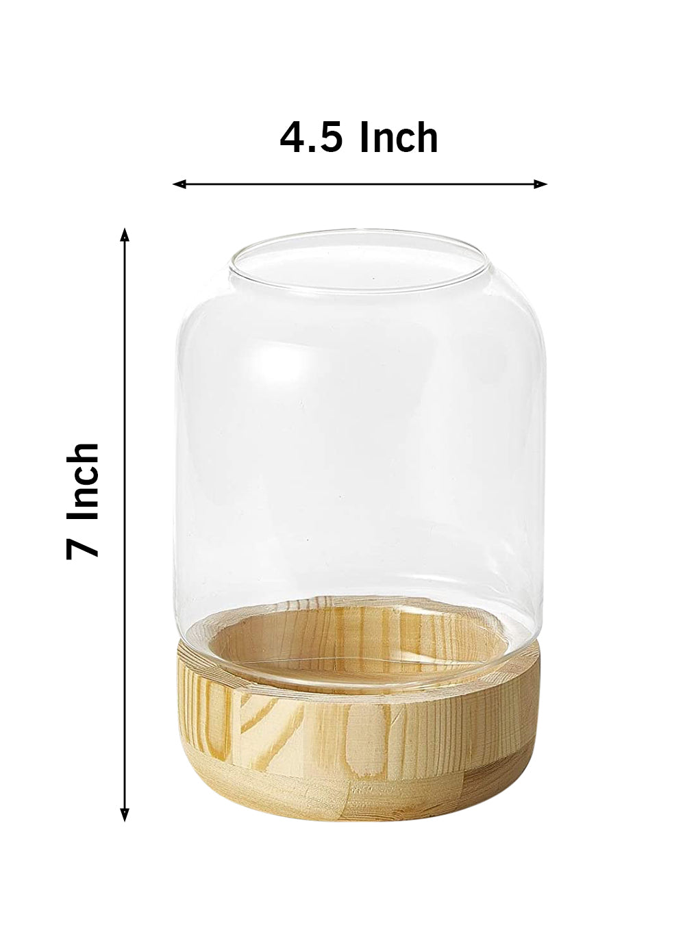 Glass Candle Holder Hurricane with Wood Base, in 2 Sizes