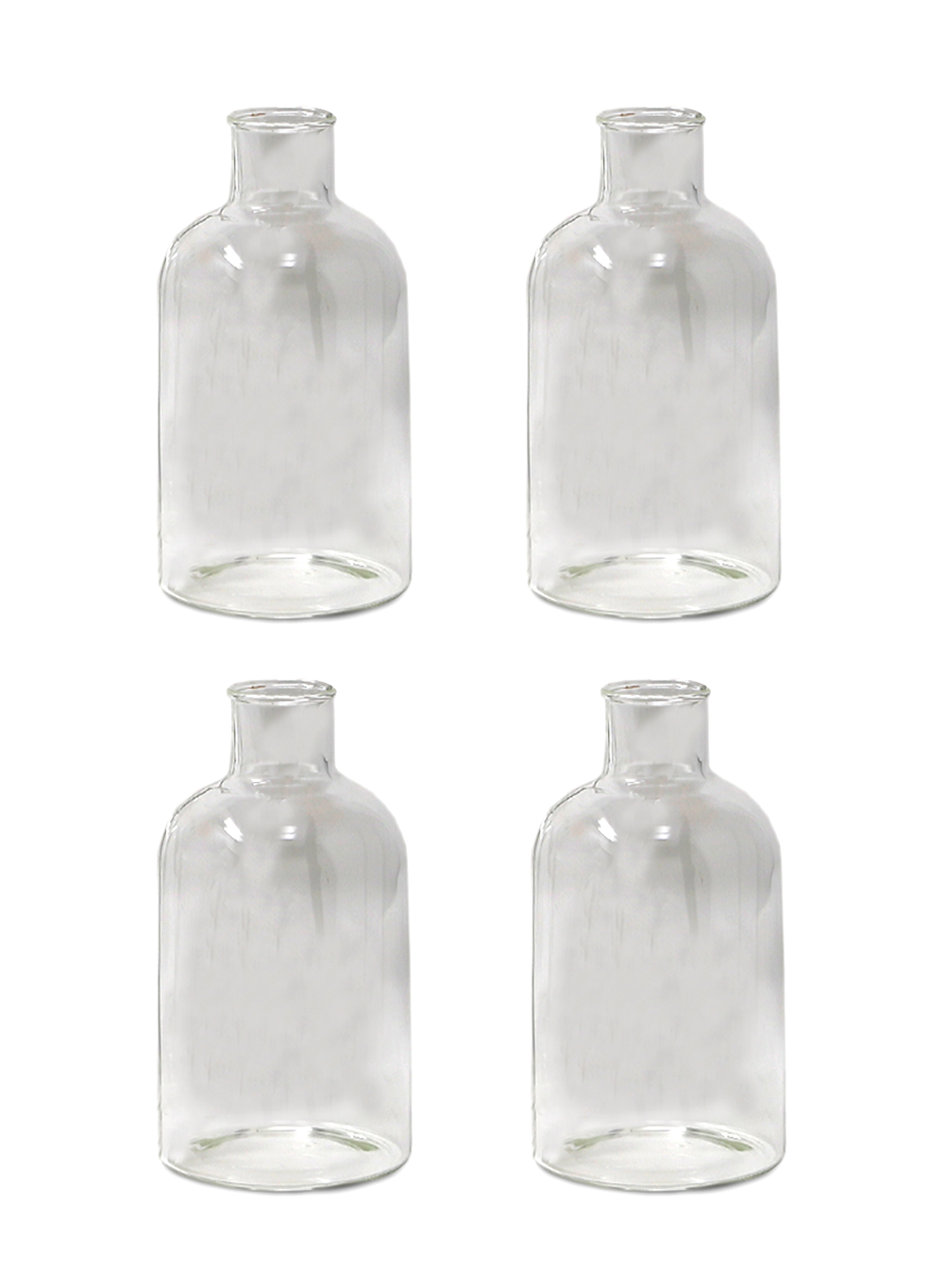 Bottle Bud Vase, 3" Diameter & 5.75" Tall, Pack of 4