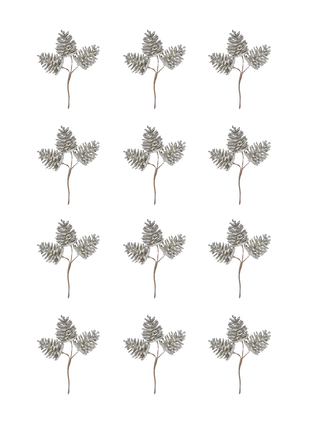 6" Champagne Gold Glitter Pine Spray - Set of 12