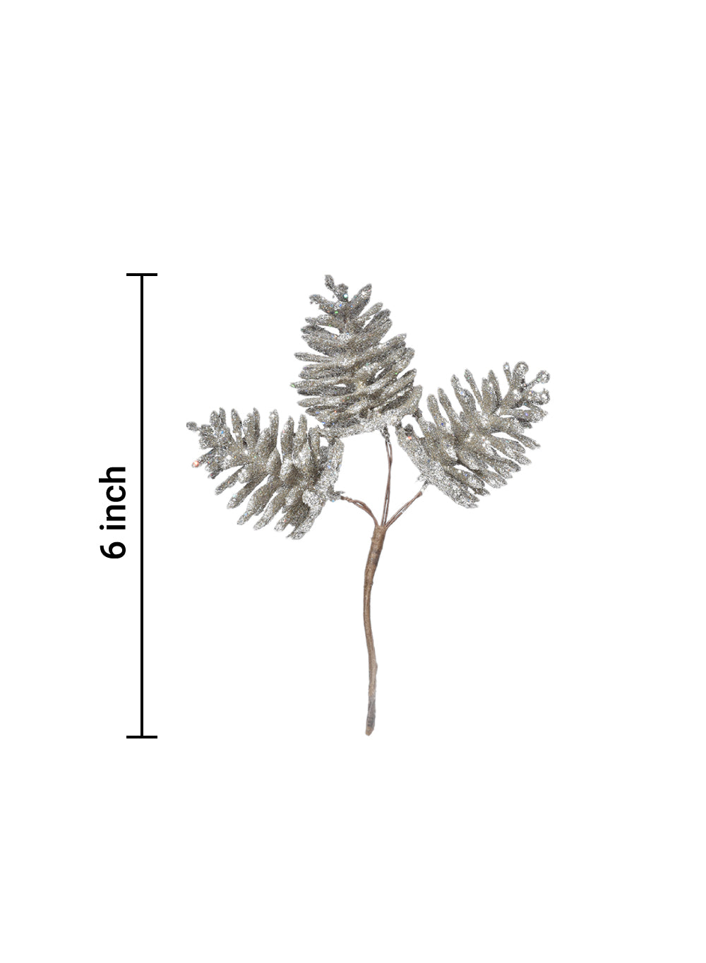 6" Champagne Gold Glitter Pine Spray - Set of 12