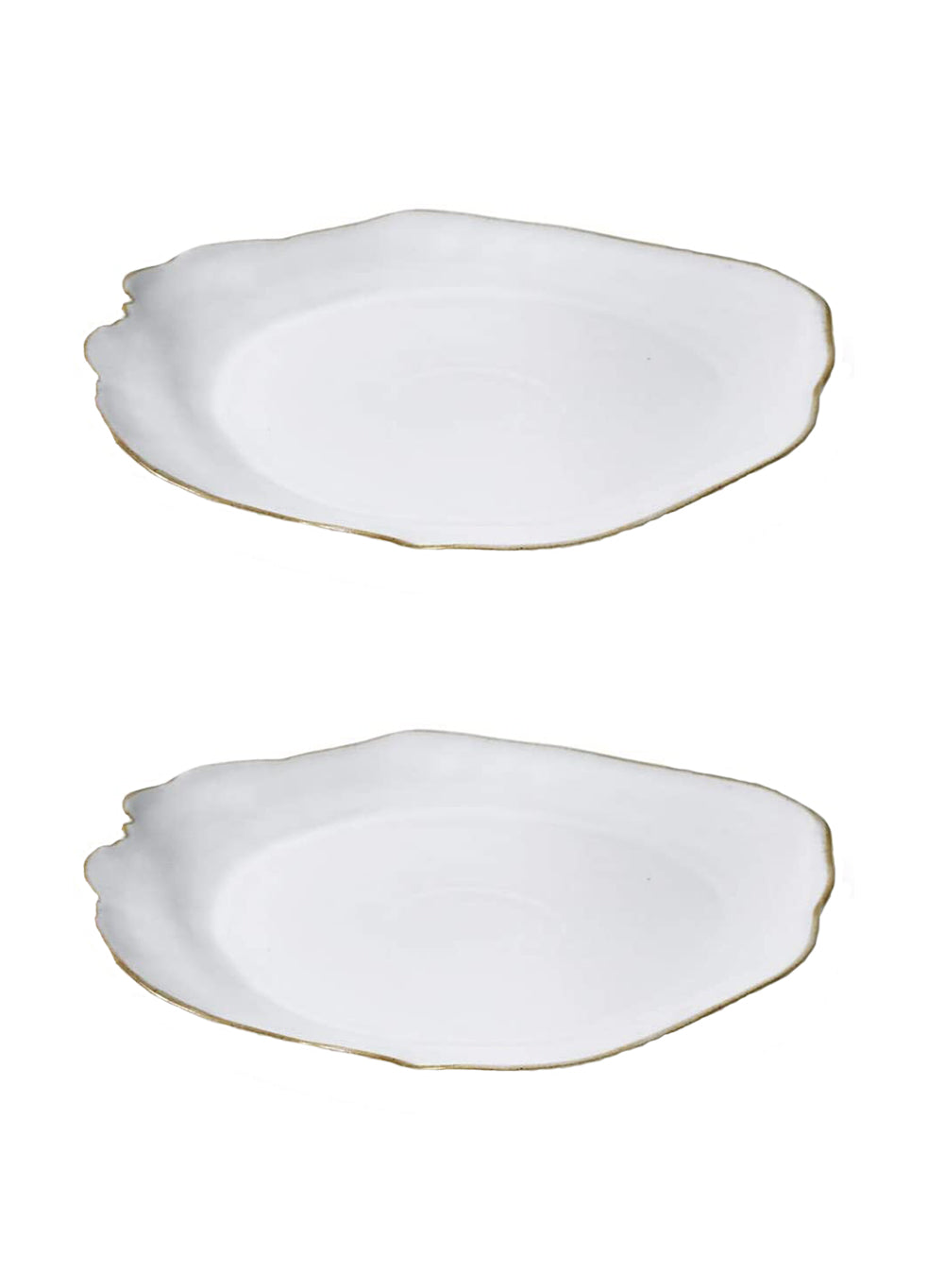 Free-Form Edge Glazed Ceramic Plate, in 2 Sizes