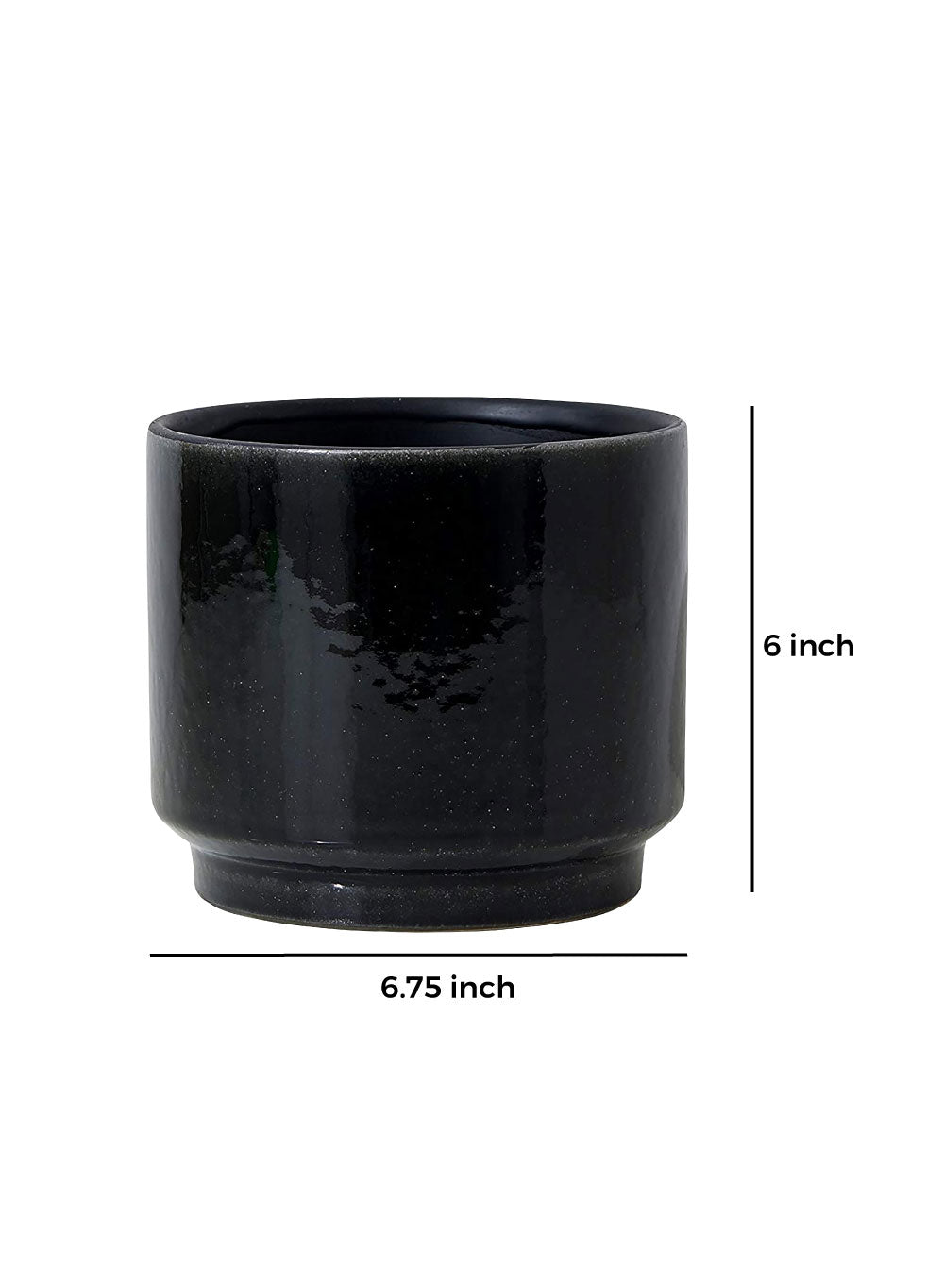 Glossy Black Ceramic Bowl Vase, Available in 3 Sizes
