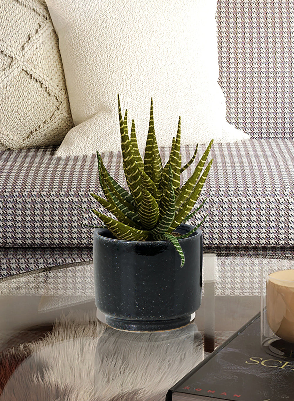 Glossy Black Ceramic Bowl Vase, Available in 3 Sizes