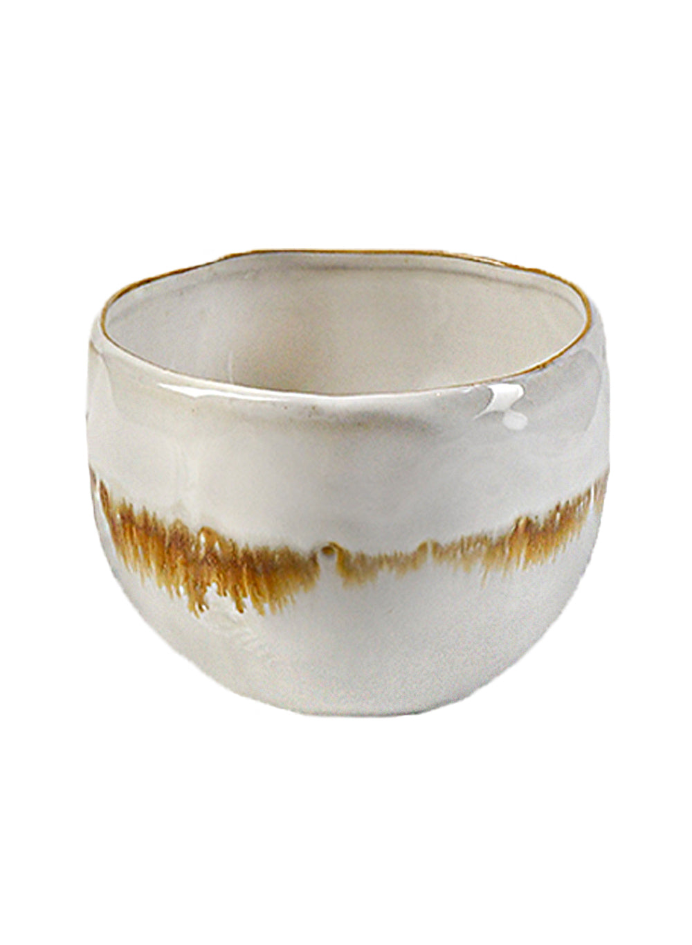 Mocha Striped White Ceramic Bowl Collection