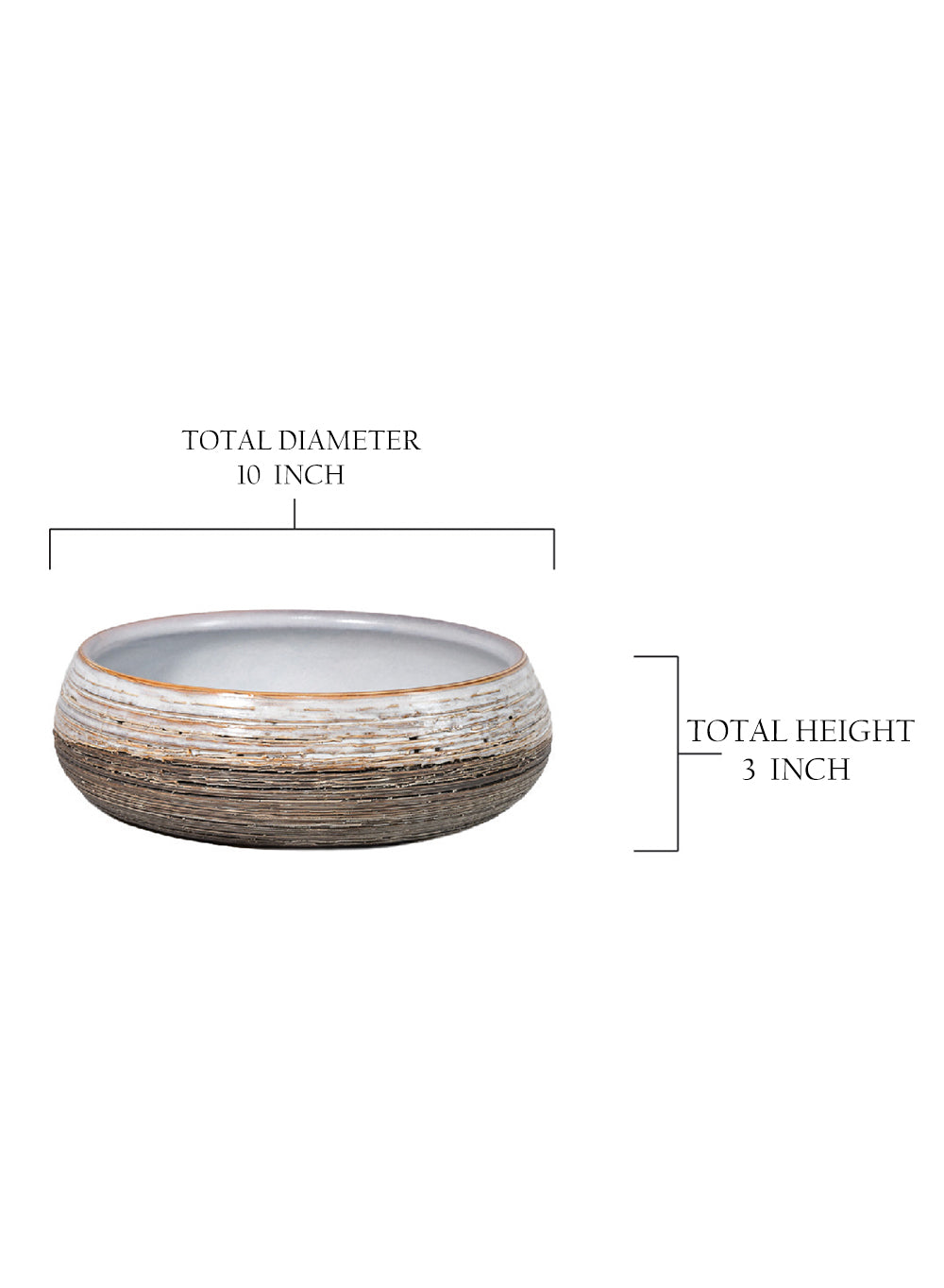 Glazed Ceramic Bowl, 10" Diameter & 3" Tall
