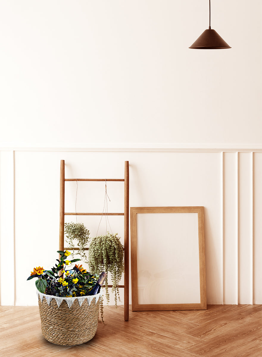 Handmade Cattail Leaf Basket Pots & Planters Serene Spaces Living