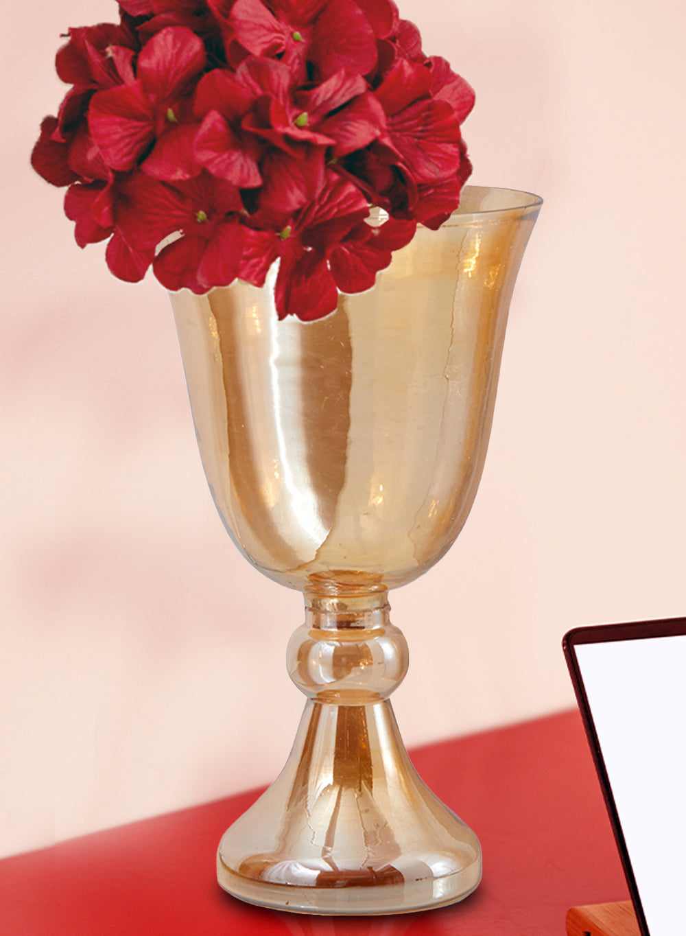 10" Amber Luster Glass Pedestal Vase Collection