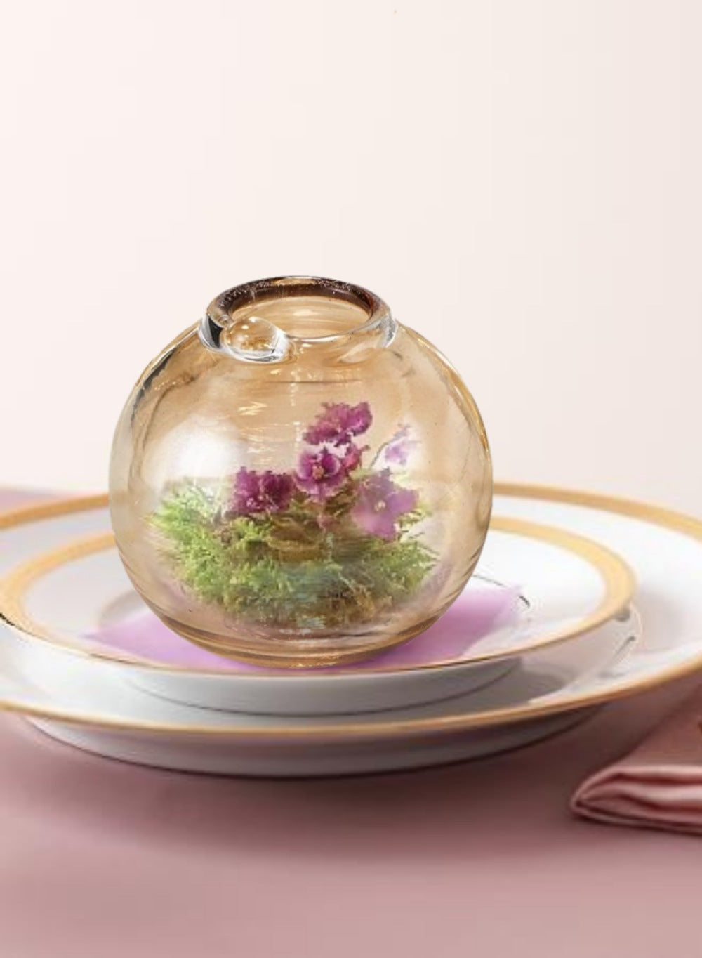 Amber Luster Ball Glass Bud Vase, 3" Tall & 2.75" Diameter, Pack of 48