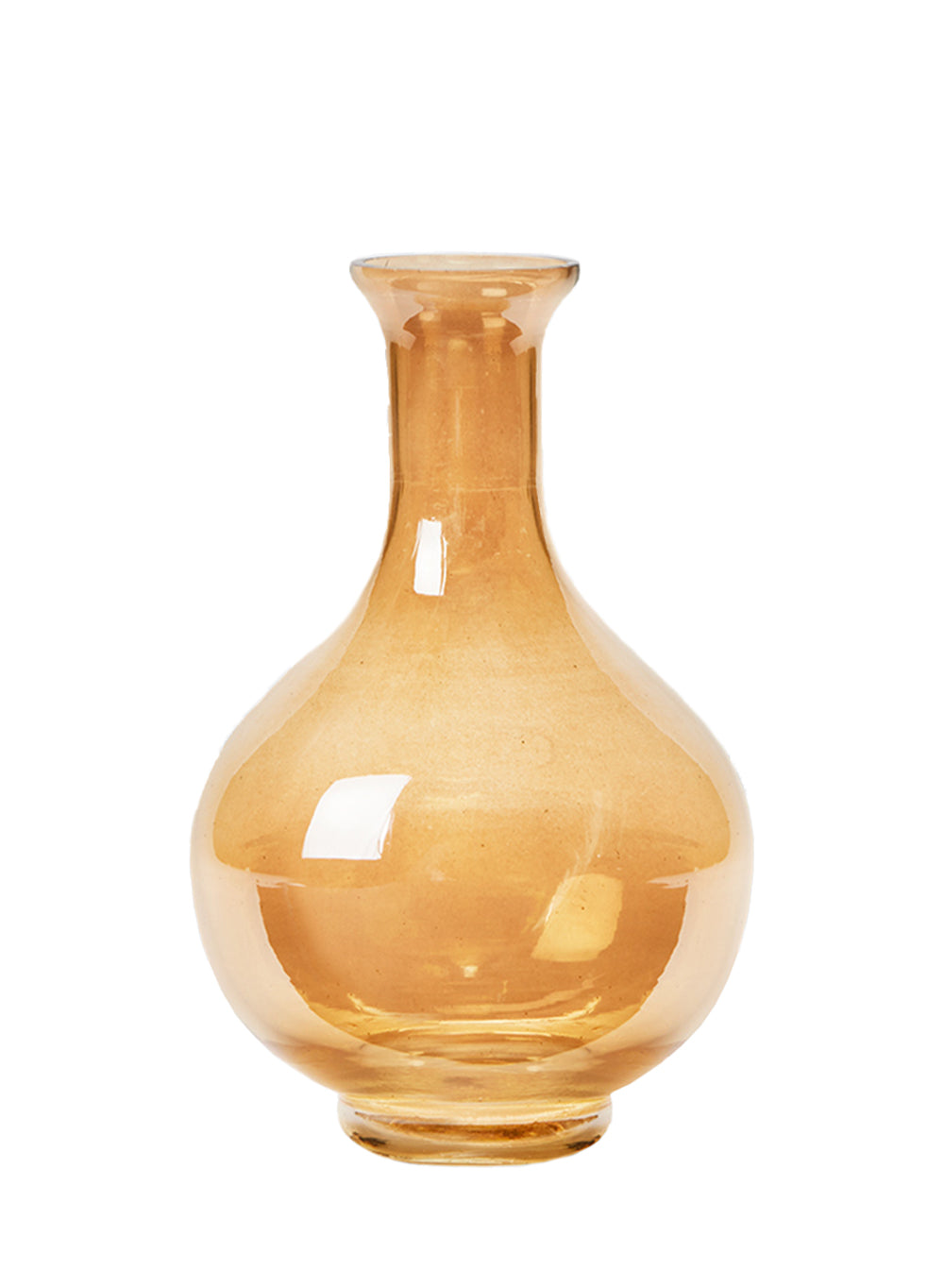 Serene Spaces Living Luster Gold Bottle Glass Vase, 5" Diameter & 7.5" Tall