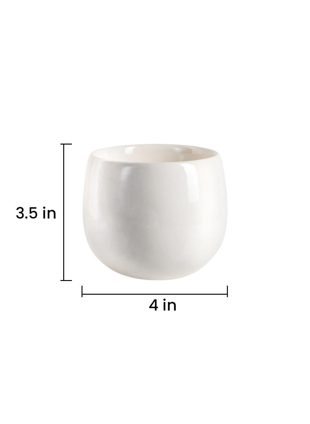 White Ceramic Cup-Shaped Vase, in 4 Sizes