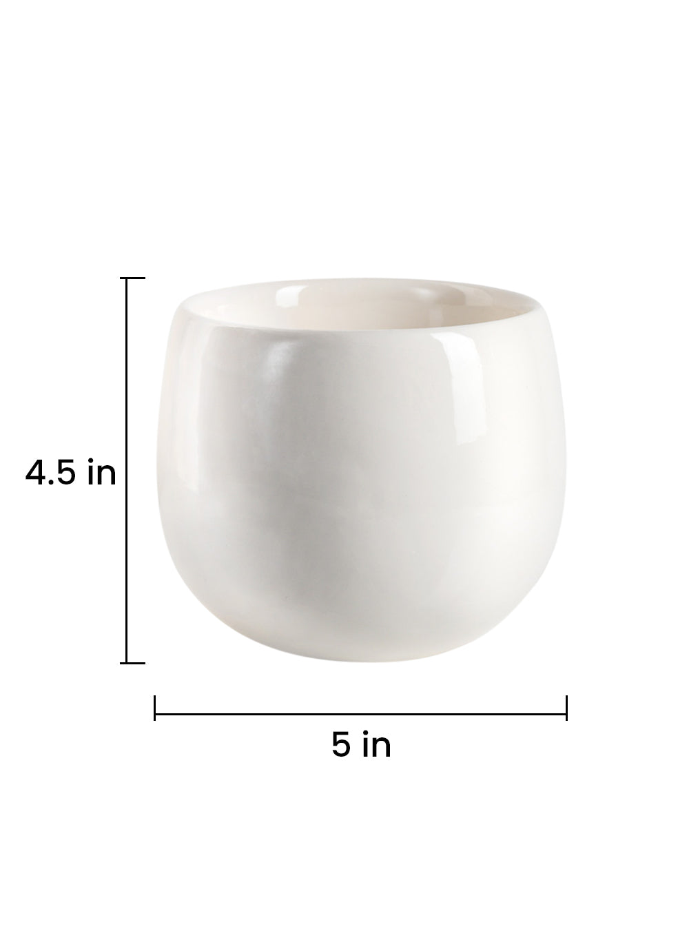 White Ceramic Cup-Shaped Vase, in 4 Sizes