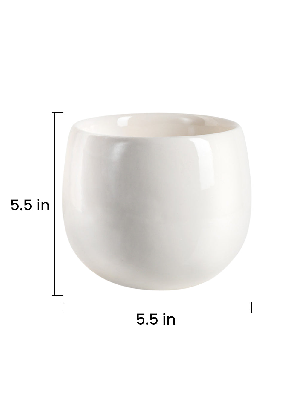 White Ceramic Cup-Shaped Vase, in 4 Sizes