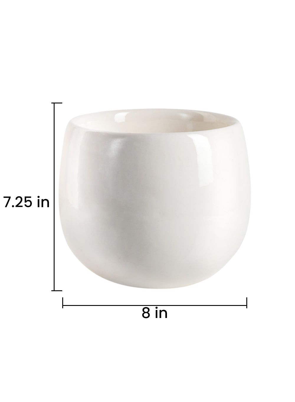 White Ceramic Cup-Shaped Vase, in 4 Sizes