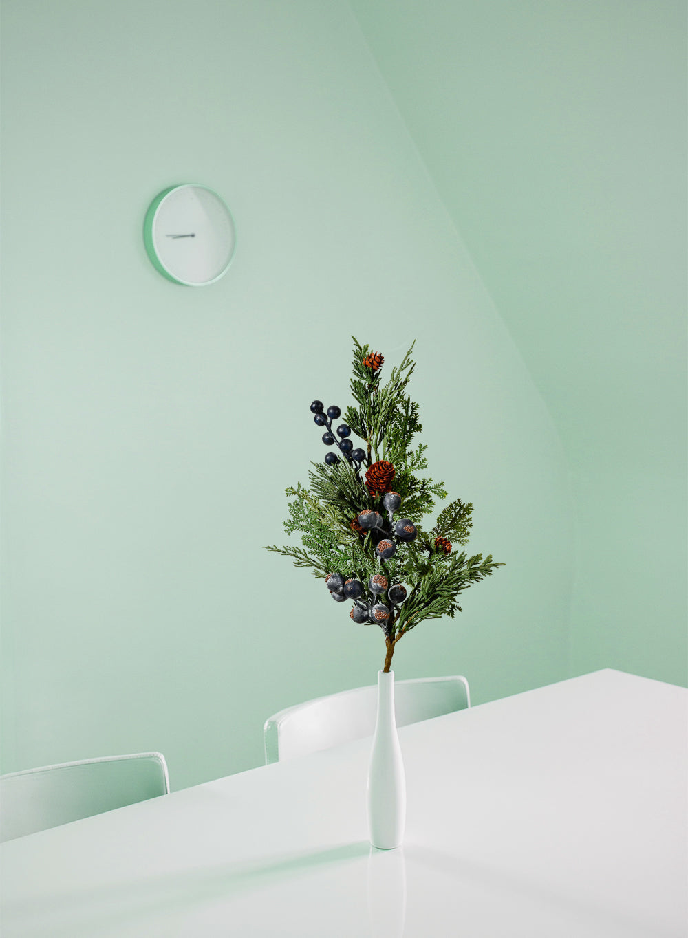 Artificial Blueberry Cypress Spray with Pinecones, 14" Tall, Set of 4