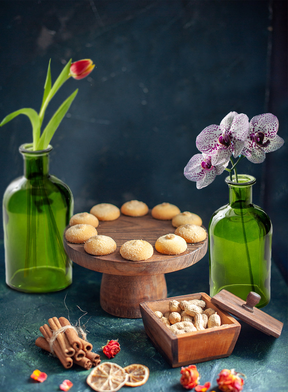 Bundle: Set of 12 Amber and Green Glass Bud Vases