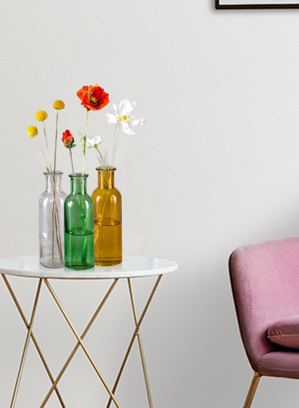 Antique Medicine Bottle Bud Vases, in 5 Colors