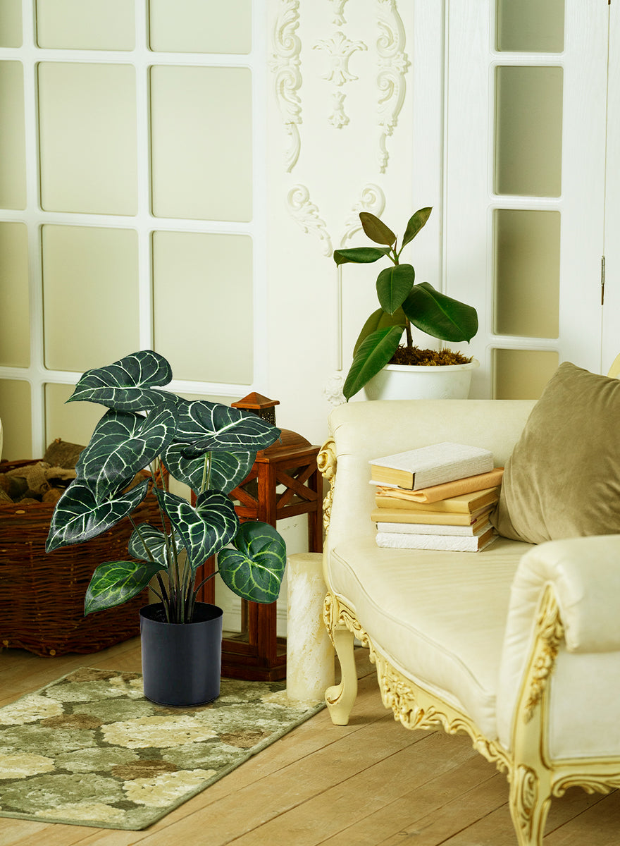 Anthurium Plant in Classic Black Pot Artificial Plant Serene Spaces