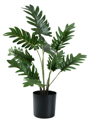 Artificial Xanadu Philodendron in Black Pot, 13" Diameter & 17" Tall