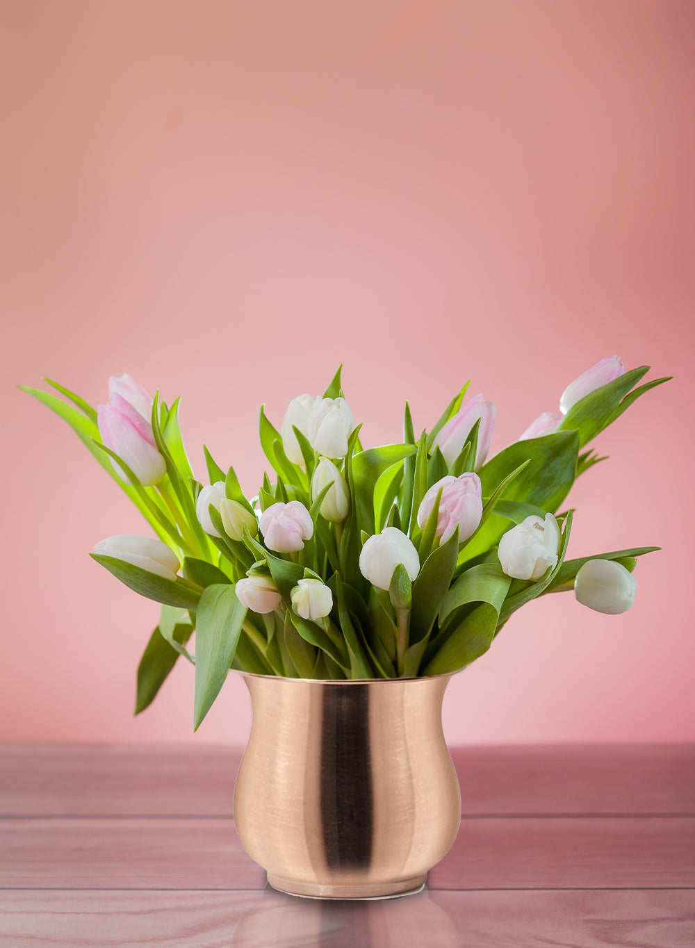 Copper Plated Curvy Flower Vase, 4.75" Tall & 5" Diameter