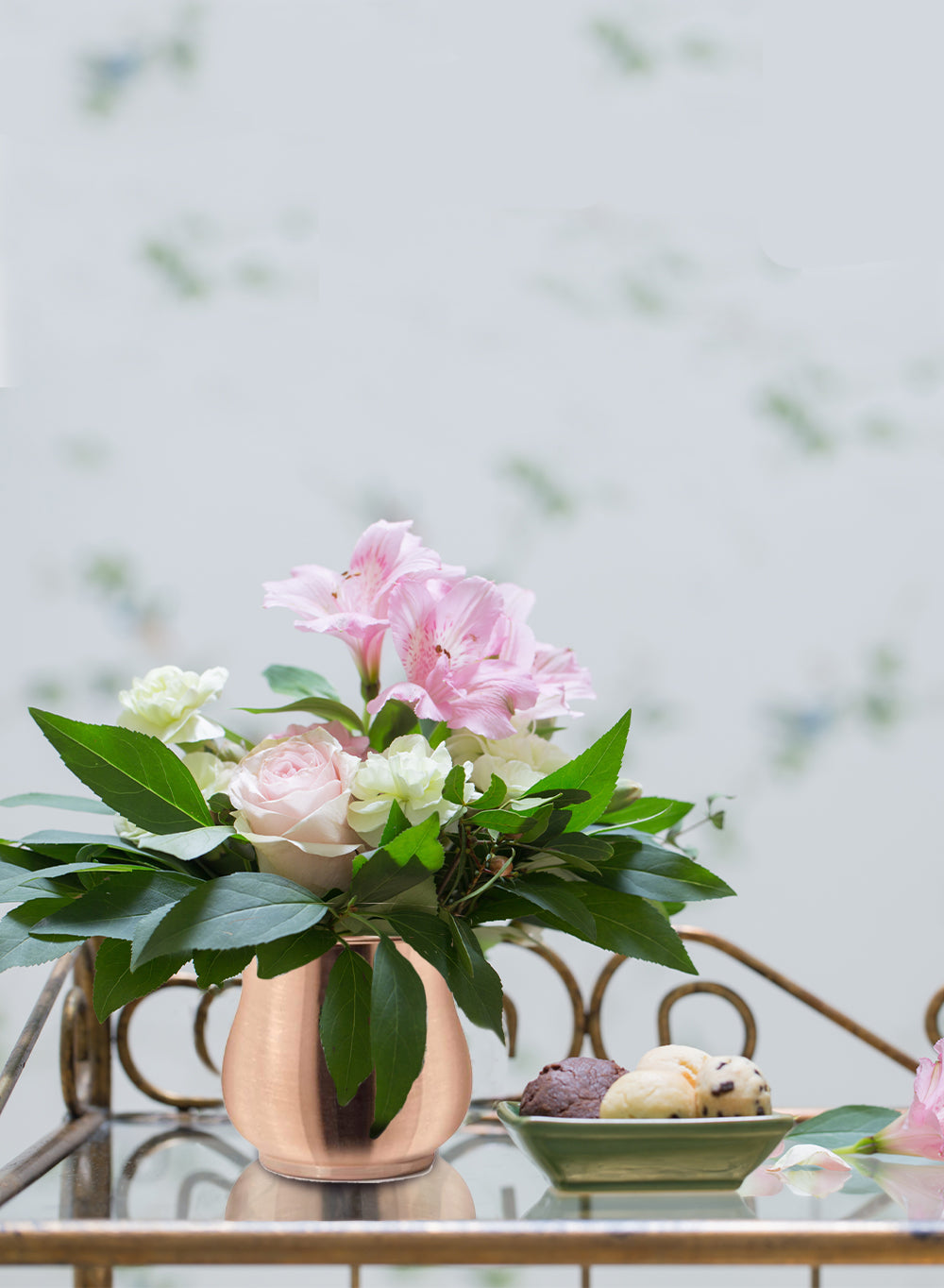 Copper Plated Curvy Flower Vase, 4.75" Tall & 5" Diameter