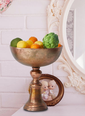 14" Vintage Copper Pedestal Bowl