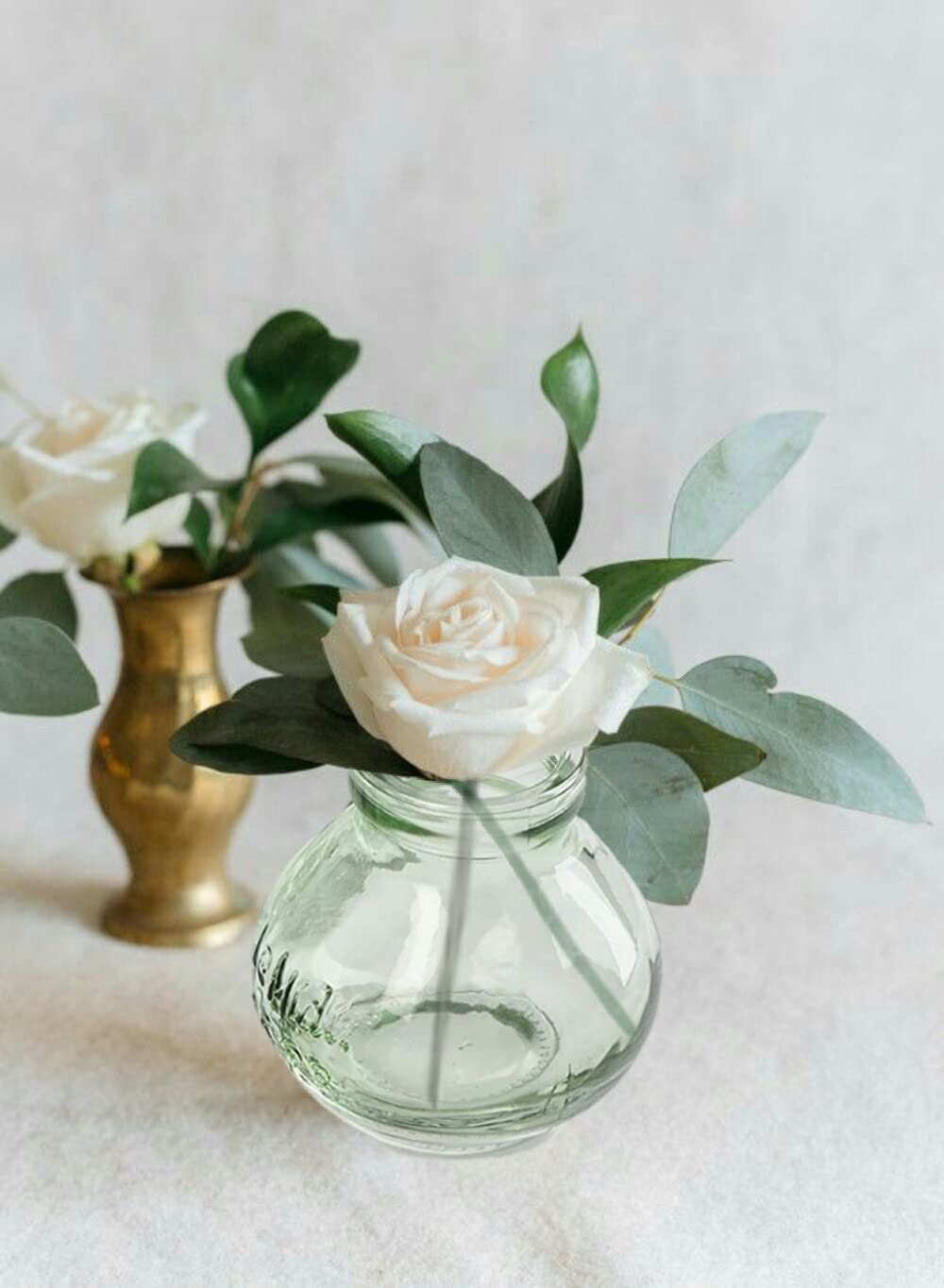 Vintage Green Glass Vase, Set of 6, in 3 Shapes