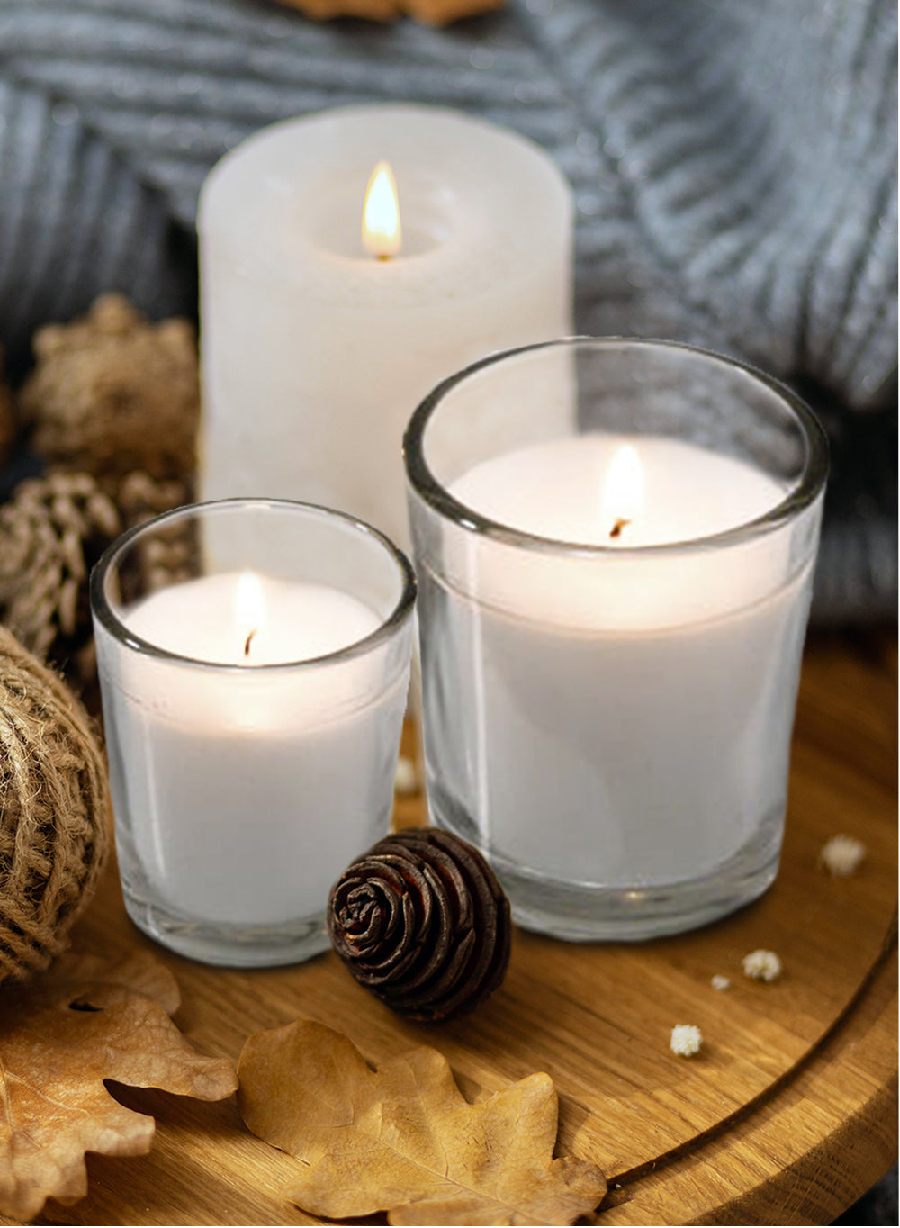 Set of 48 & 100 White Votives, Available in 2 Sizes