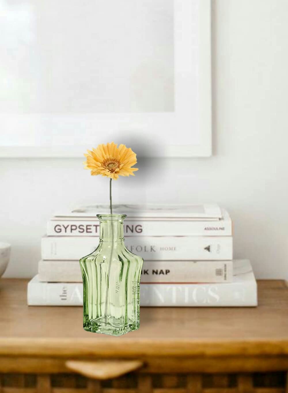 Vintage Green Glass Vase, Set of 6, in 3 Shapes