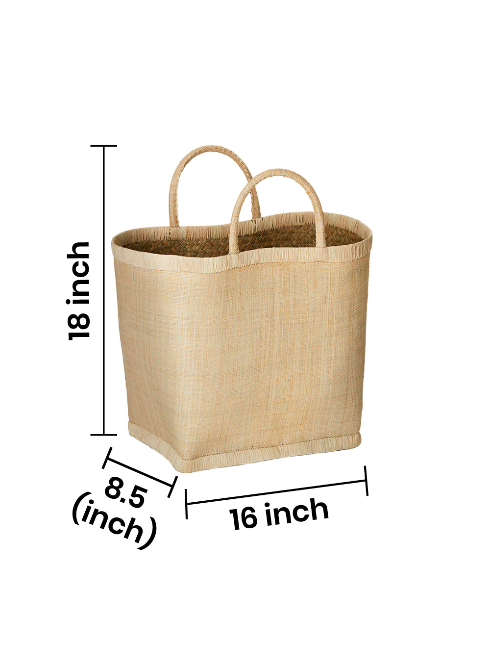 Serene Spaces Living Natural Raffia Tote Bag, 16" Long, 8.5" Wide & 18" Tall