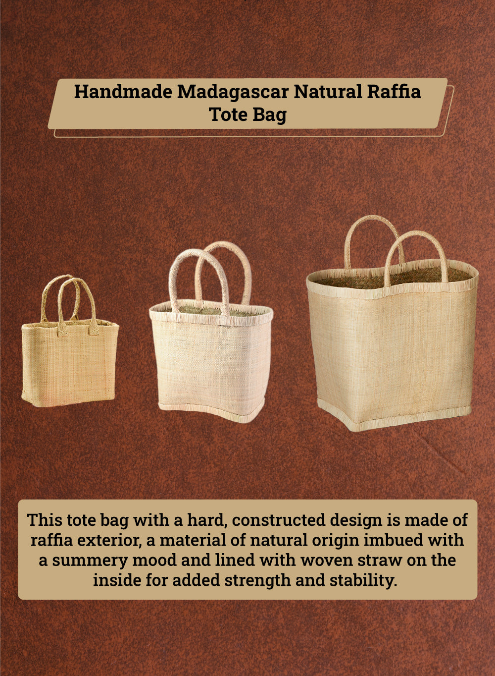 Serene Spaces Living Natural Raffia Tote Bag, 16" Long, 8.5" Wide & 18" Tall