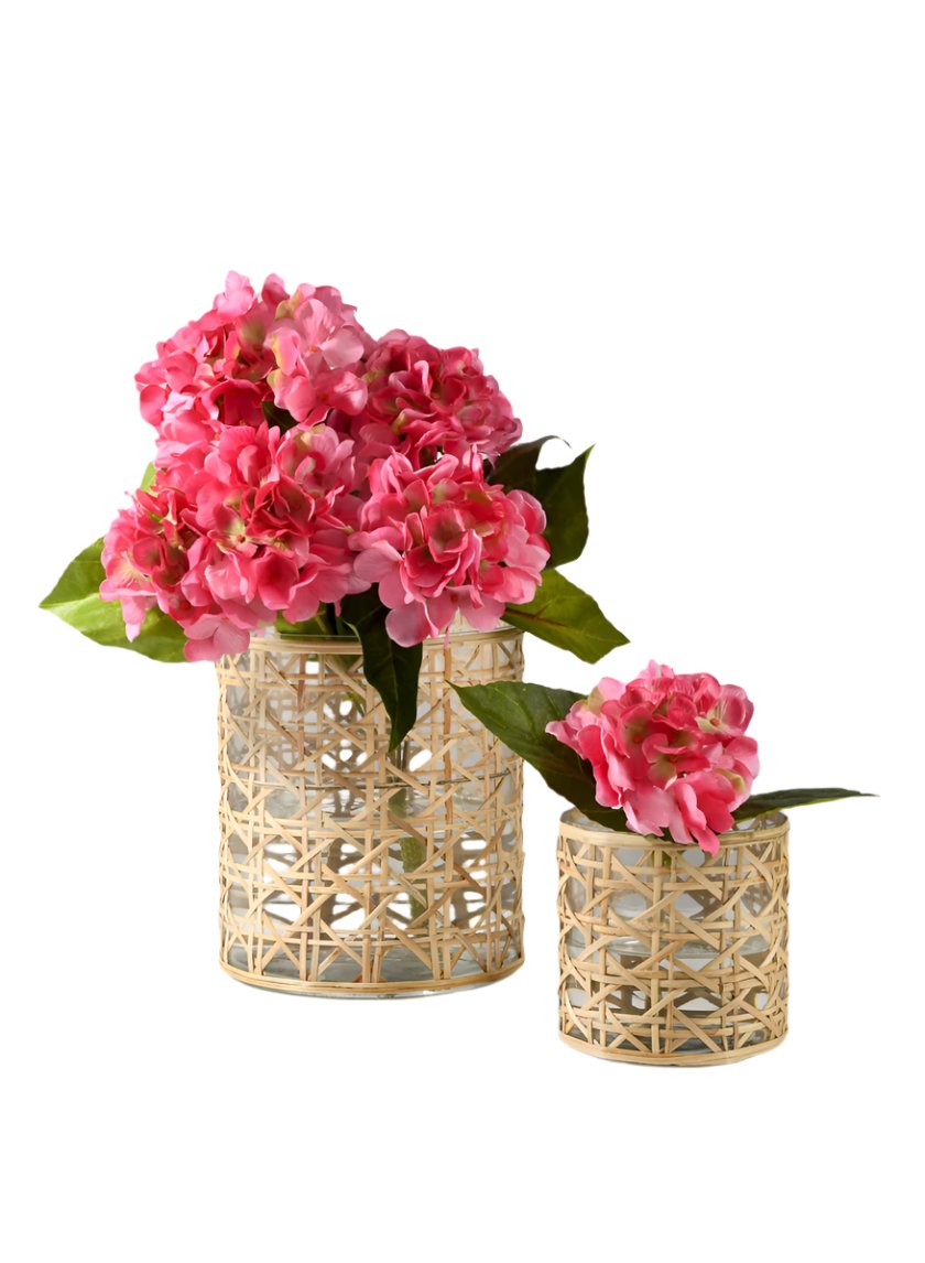 Saigon Cane Wrapped Glass Hurricane, in 2 Sizes