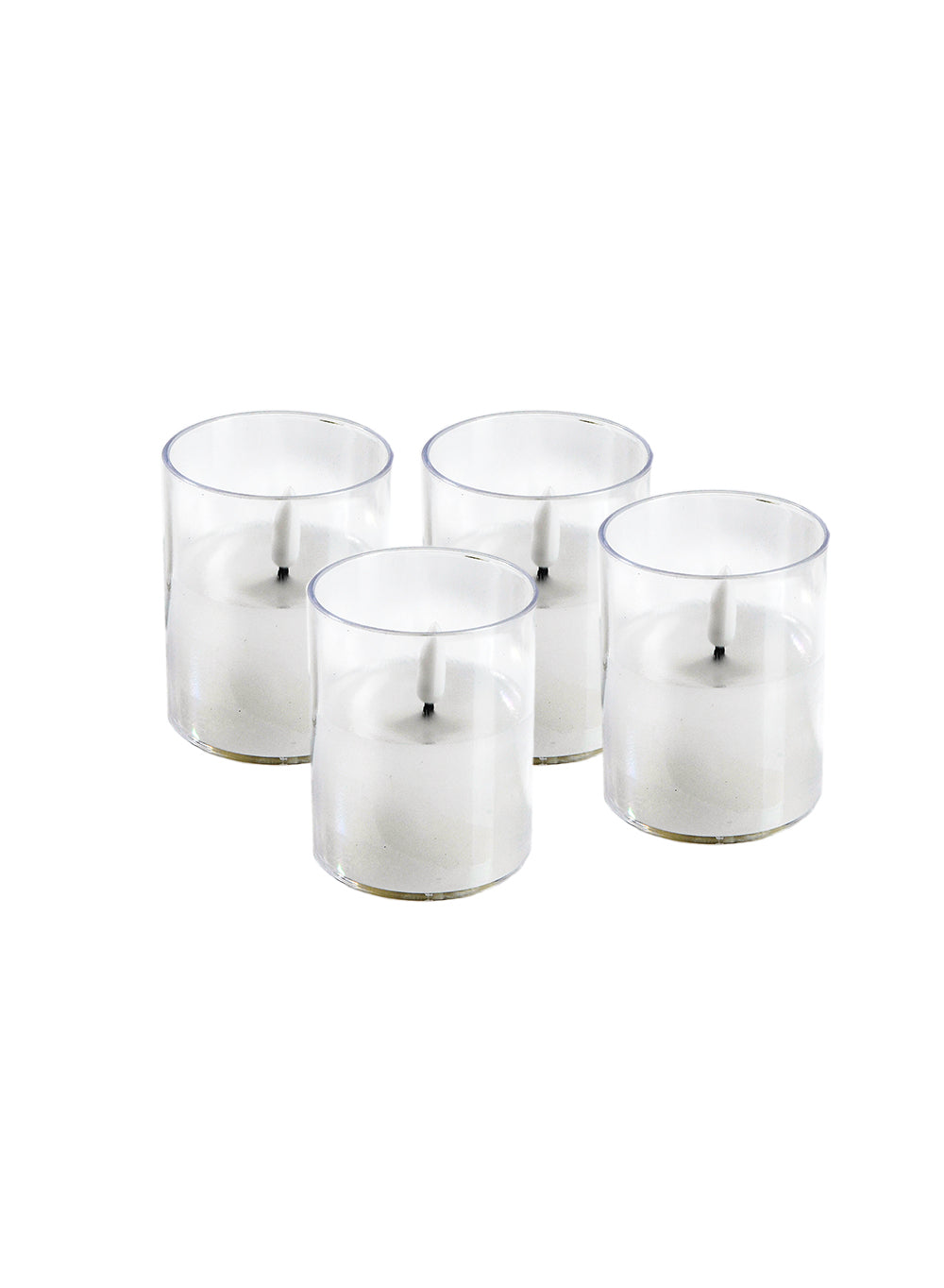 Set of 4 Warm White Flameless Votive, LED Tealight Candles, 3" Tall & 2.3" Dia