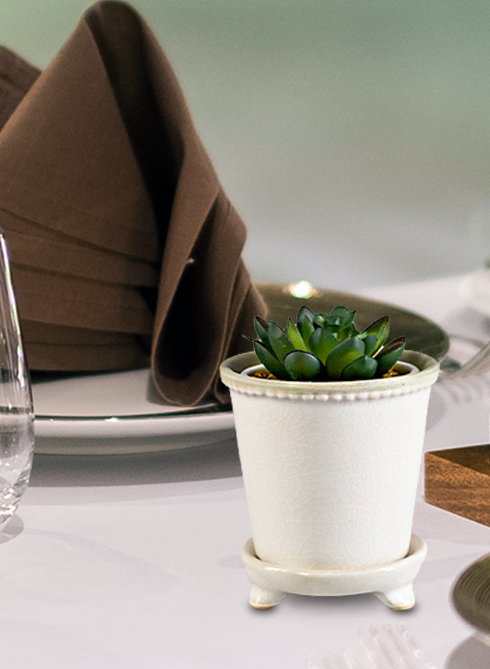 Mini Ceramic Pot & Saucer - Set of 6