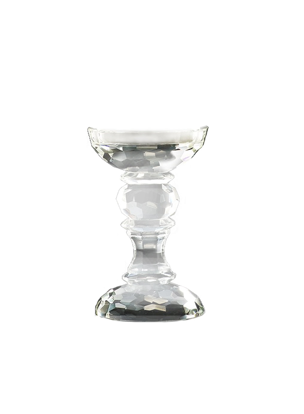 Crystal Glass Pillar Candle Holders, in 2 Sizes