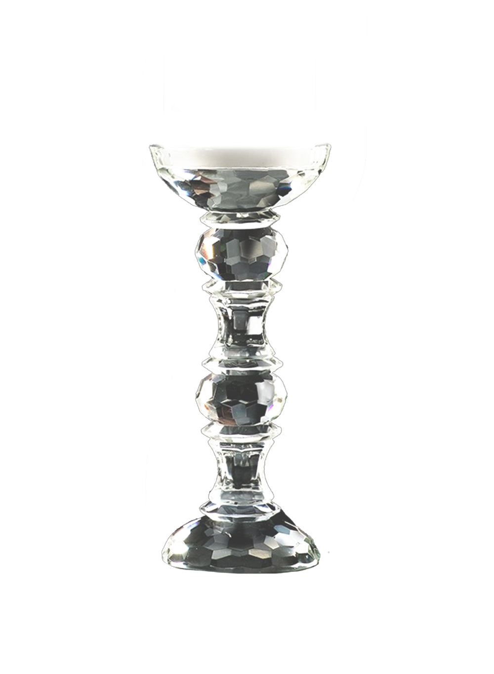 Crystal Glass Pillar Candle Holders, in 2 Sizes