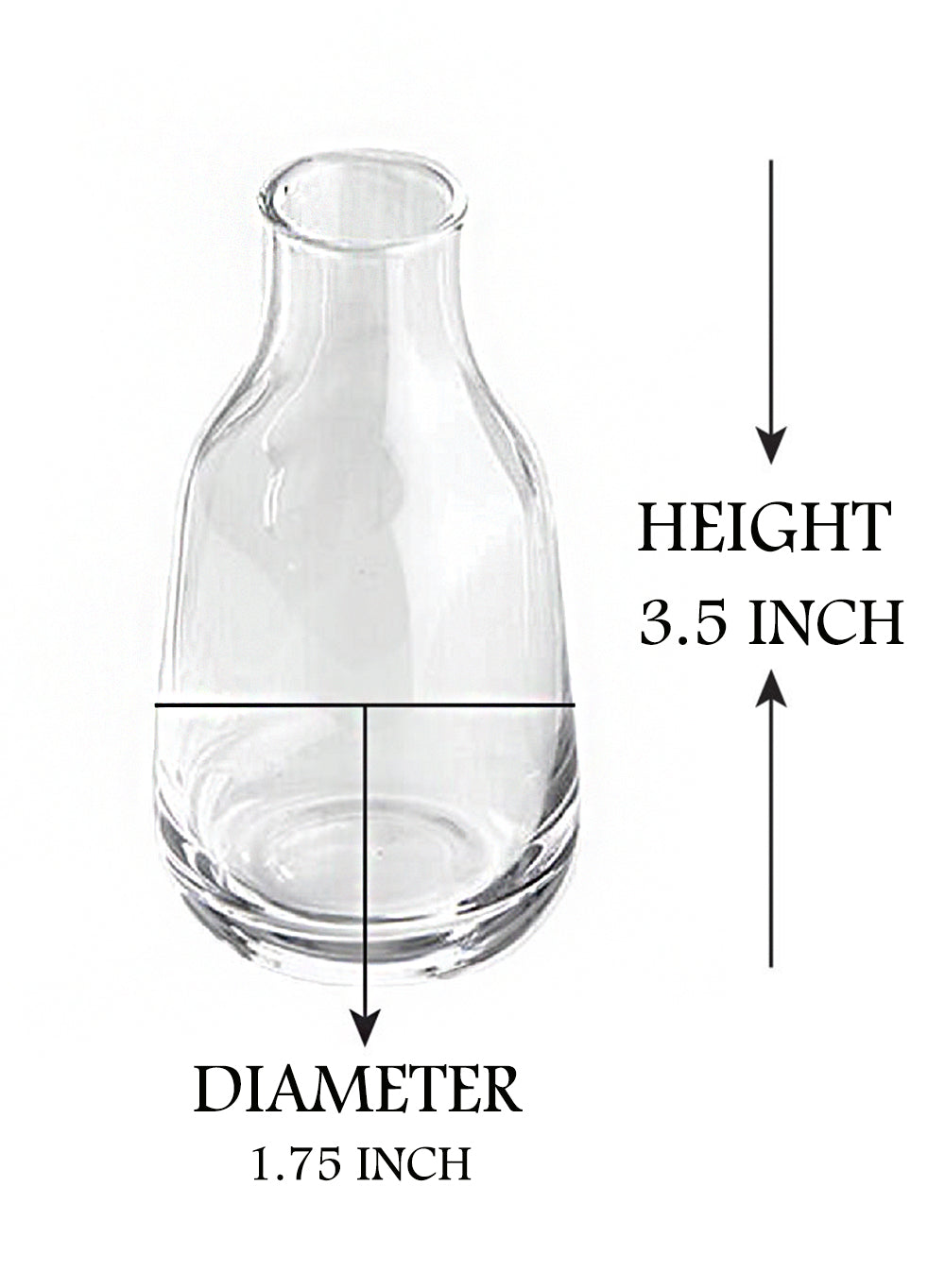 Serene Spaces Living Set of 4 Small Bottle Bud Vase, 1.75" Square & 3.5" Tall