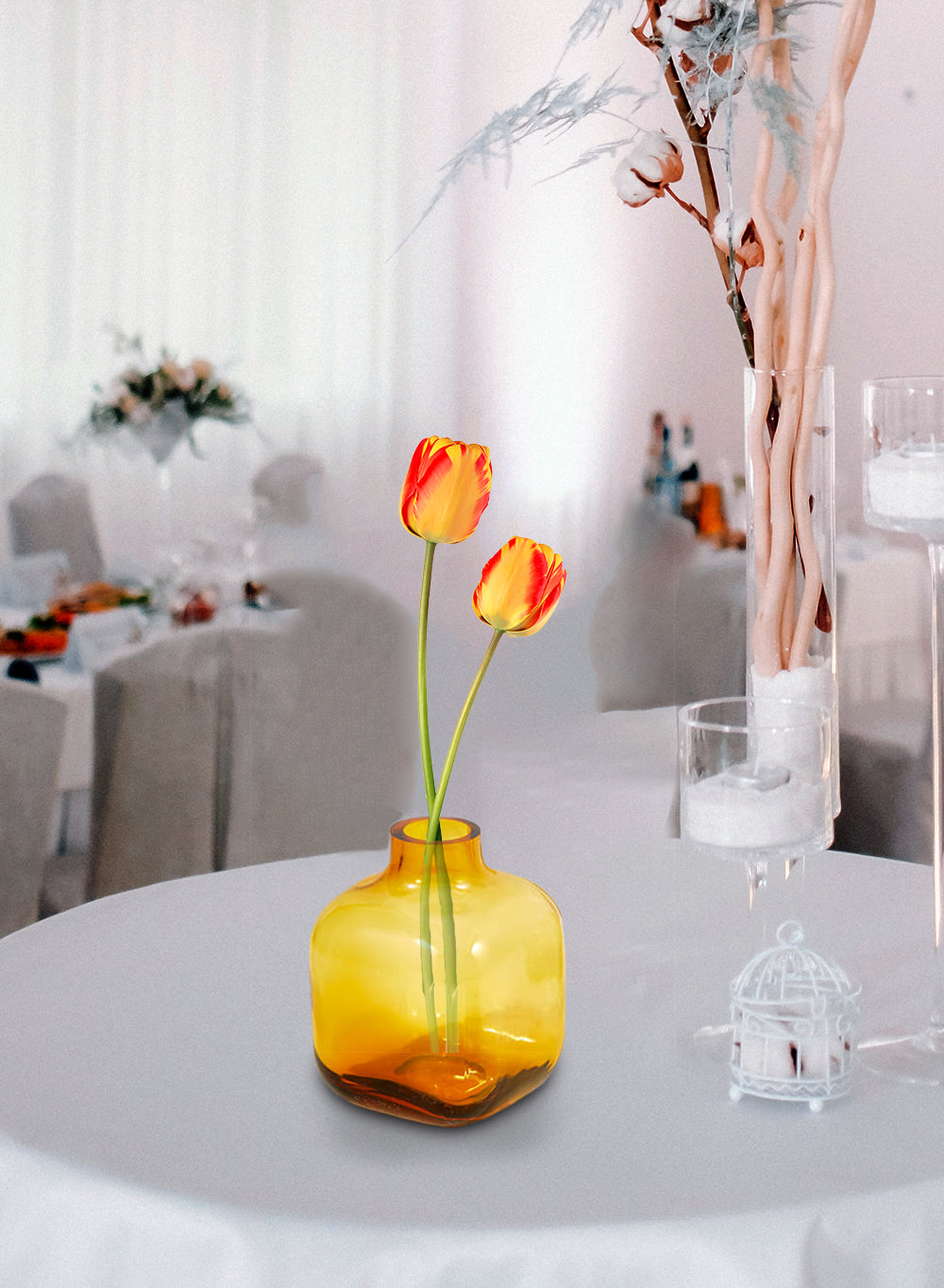 Vintage Square-Shaped Glass Bud Vase, in 2 Colors