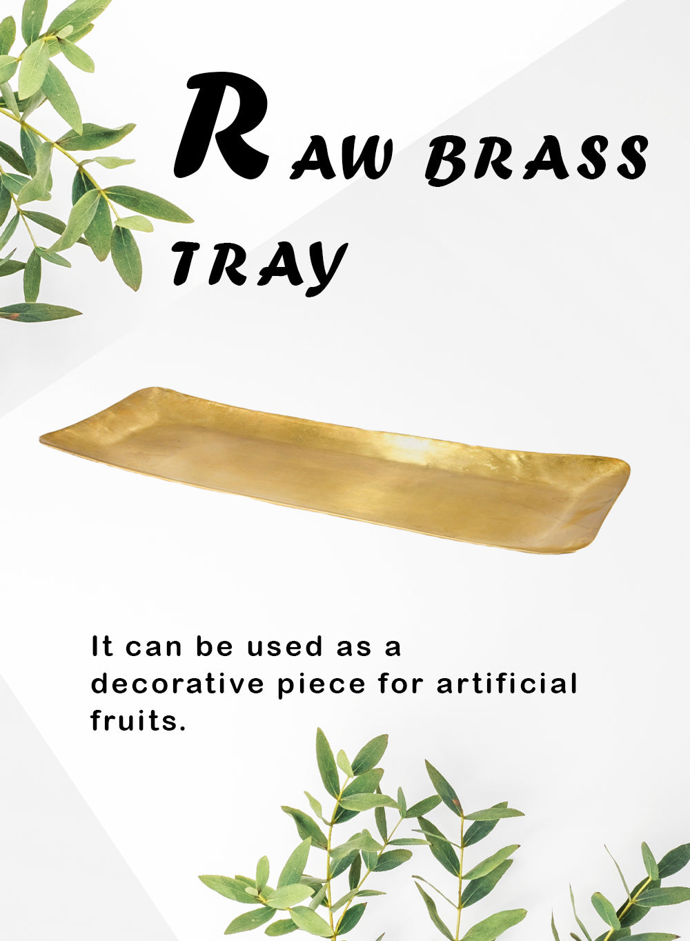 Gold Rectangle Brass Tray, 16.5" Long X 6" Wide X 1" Tall