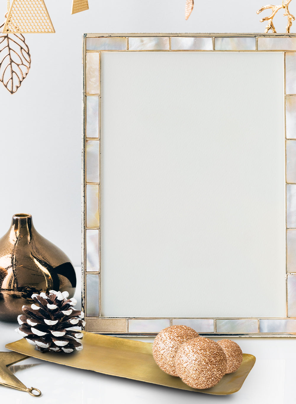 Gold Rectangle Brass Tray, 16.5" Long X 6" Wide X 1" Tall