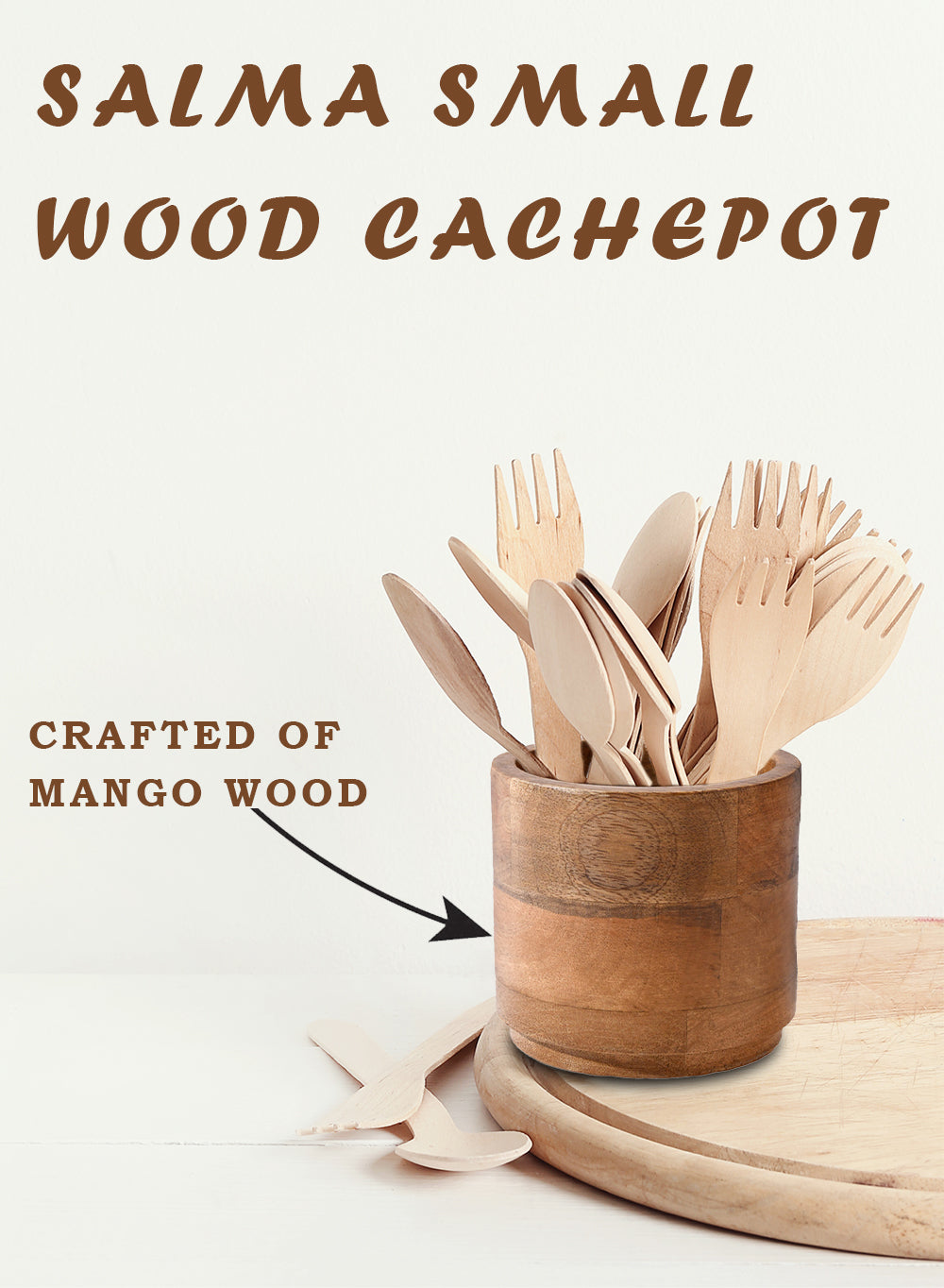 Mango Wood Cachepot, in 3 Sizes (B)