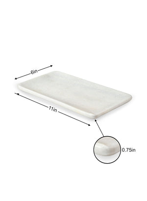 11" Natural White Marble Tray