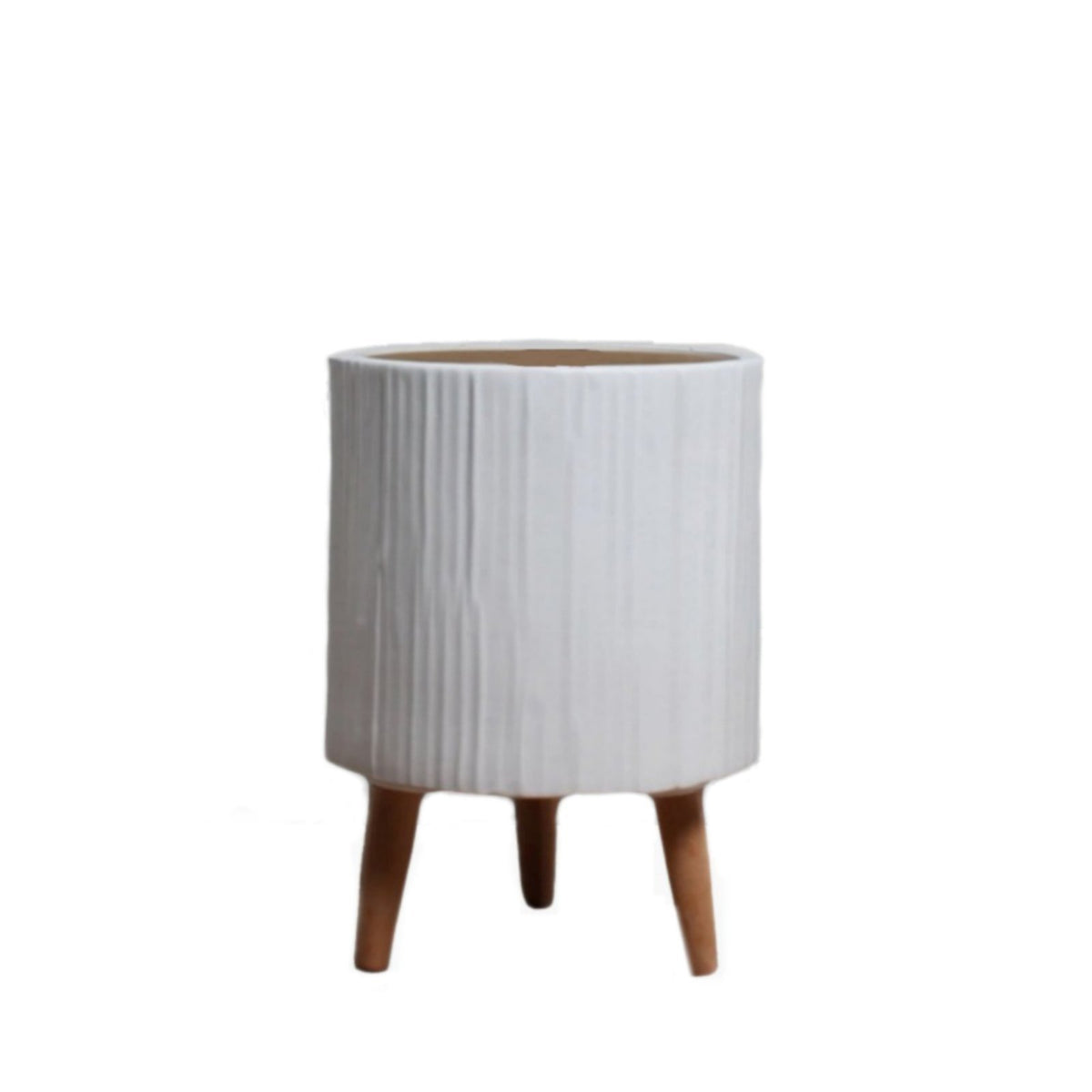 Ripple Matte White Ceramic Pot Holder Planter Serene Spaces Living