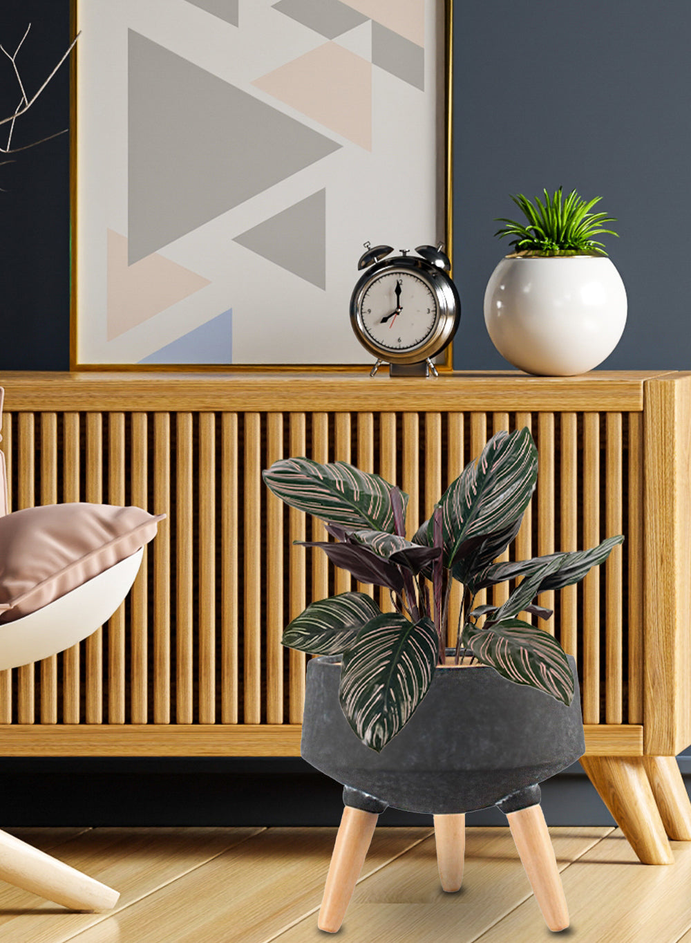 ceramic plant pot with legs Black Ceramic Pot Holder | Planter